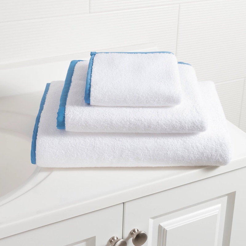 Signature Banded Towel | White/French Blue
