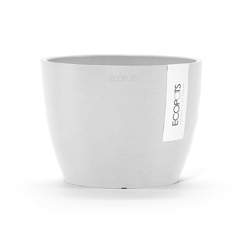 Ecopots Stockholm Mini Durable Modern Round Indoor/Outdoor Recycled-Based Composite Flower Pot Planter, 6″