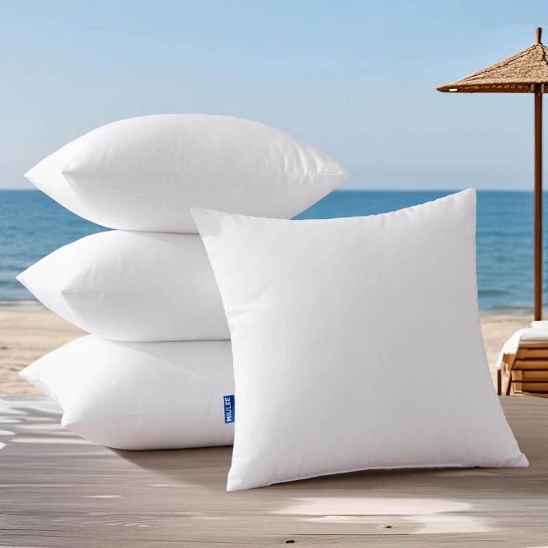 MIULEE 16×16 Outdoor Pillows,Set of 4 Throw Pillows Waterproof,Soft Support Throw Pillow Inserts Decorative Water Resistant Pillows for Patio Furniture and Garden