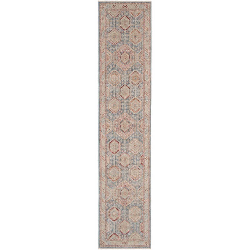 Nourison Homestead 2’7″ x 10′ Light Blue Multi Vintage Indoor Rug