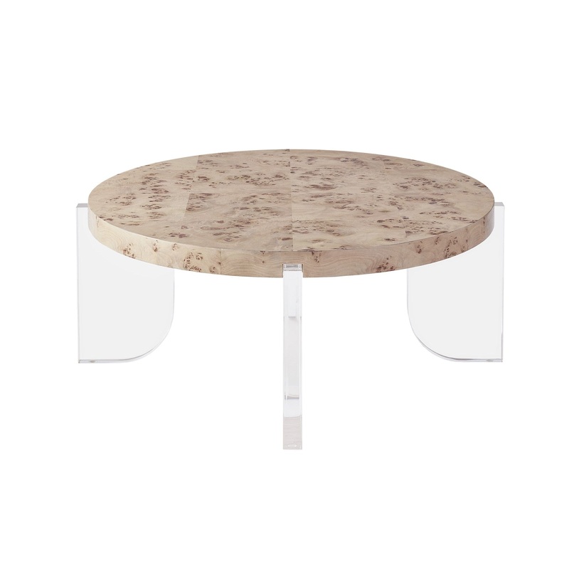 Burl & Acrylic Cocktail Table