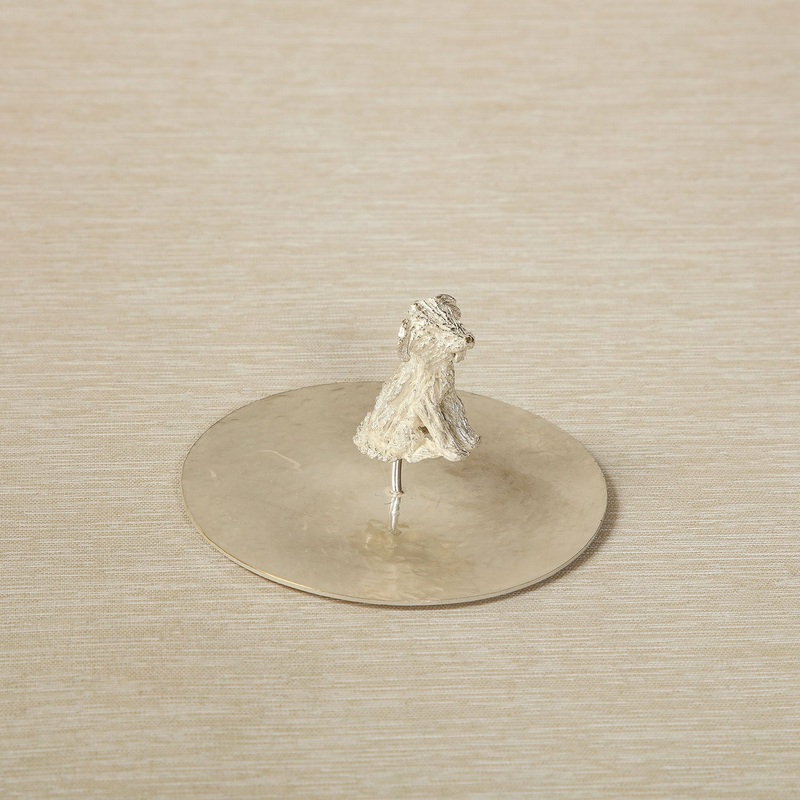 Cast Terrier on stand