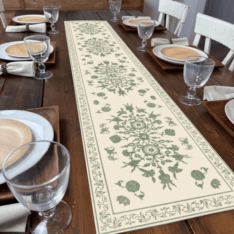 Amelia Table Runner | 3Acre Green – Premium Vinyl Mat
