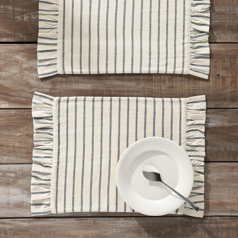 Kaila Ticking Stripe Ruffled Placemat Set of 2 13×19