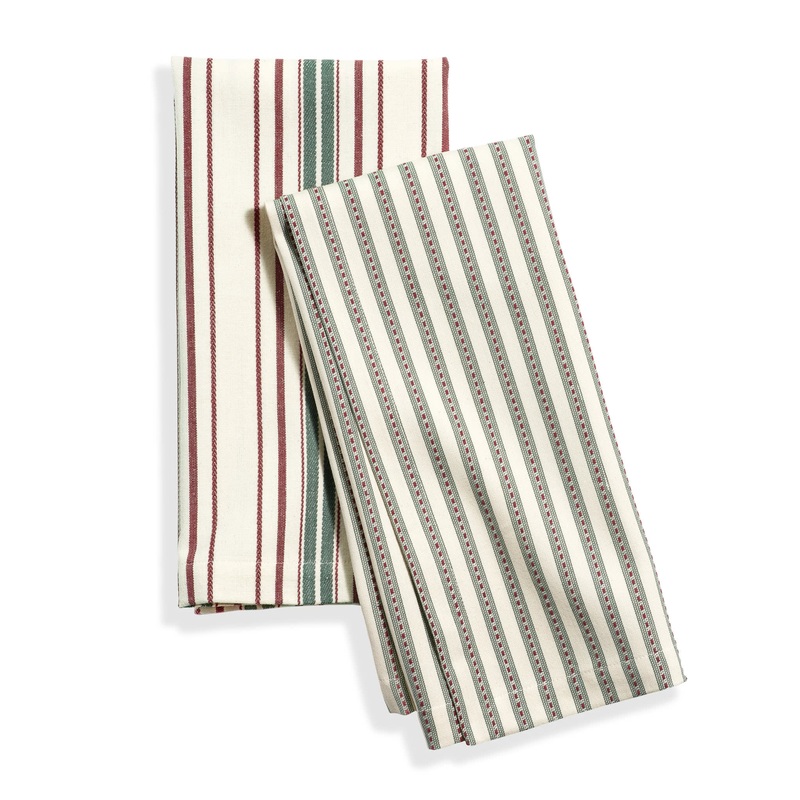 Mixed Stripe Tea Towel Set of 2 | Green