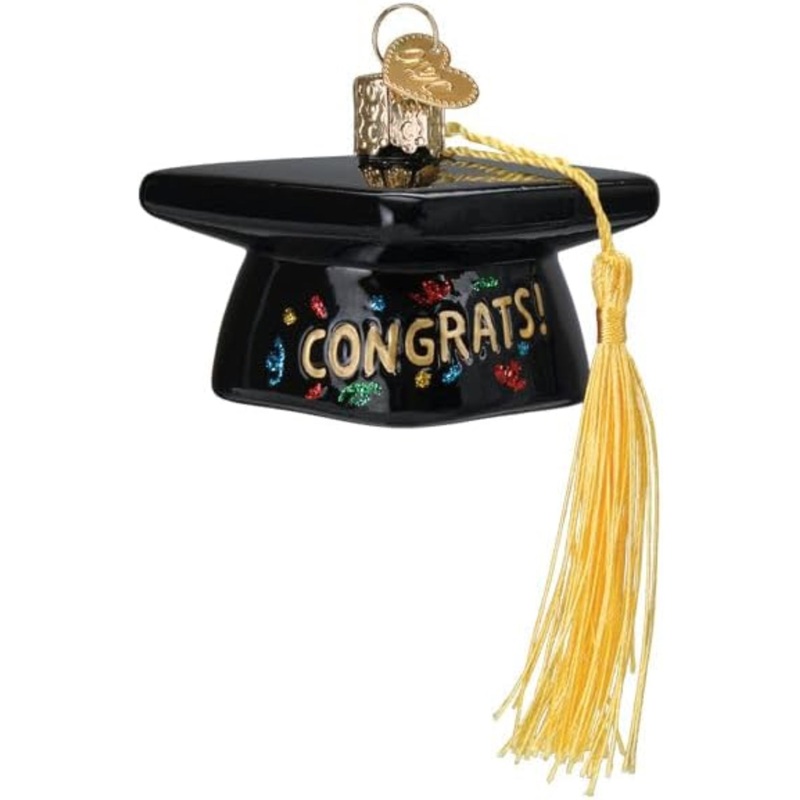 Old World Christmas Blown Glass Ornament for Christmas Tree, Graduation Cap (with OWC Gift Box)