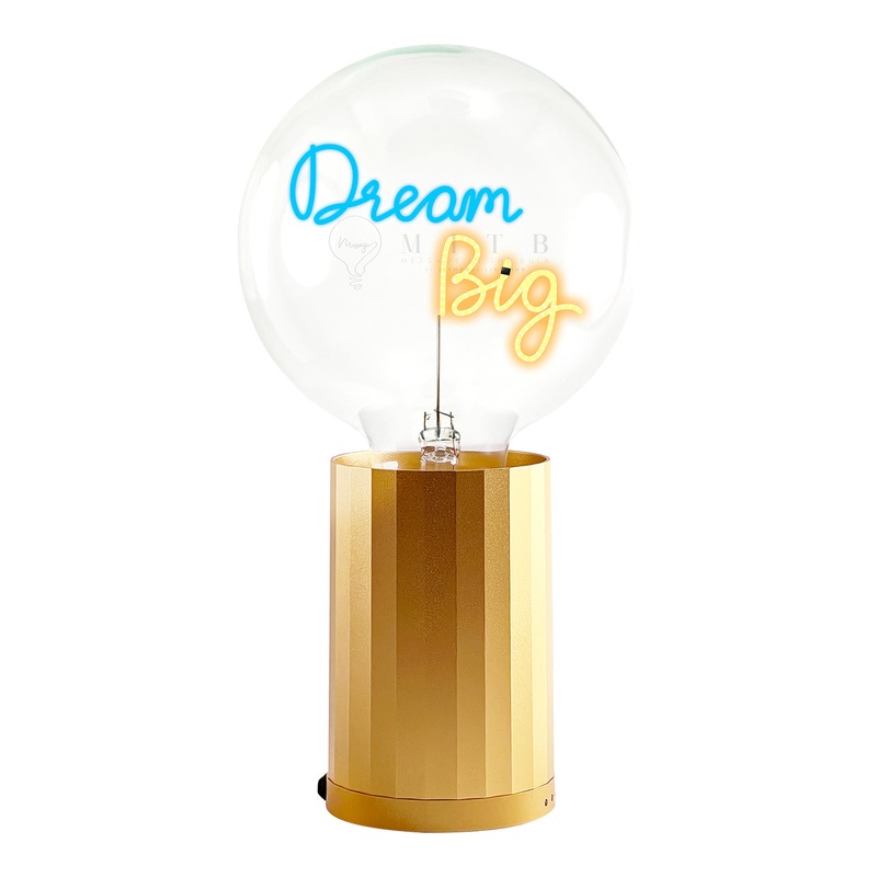 MITB Bulb DREAM BIG Blue/ Amber with Base Table Lamp PORTABLE