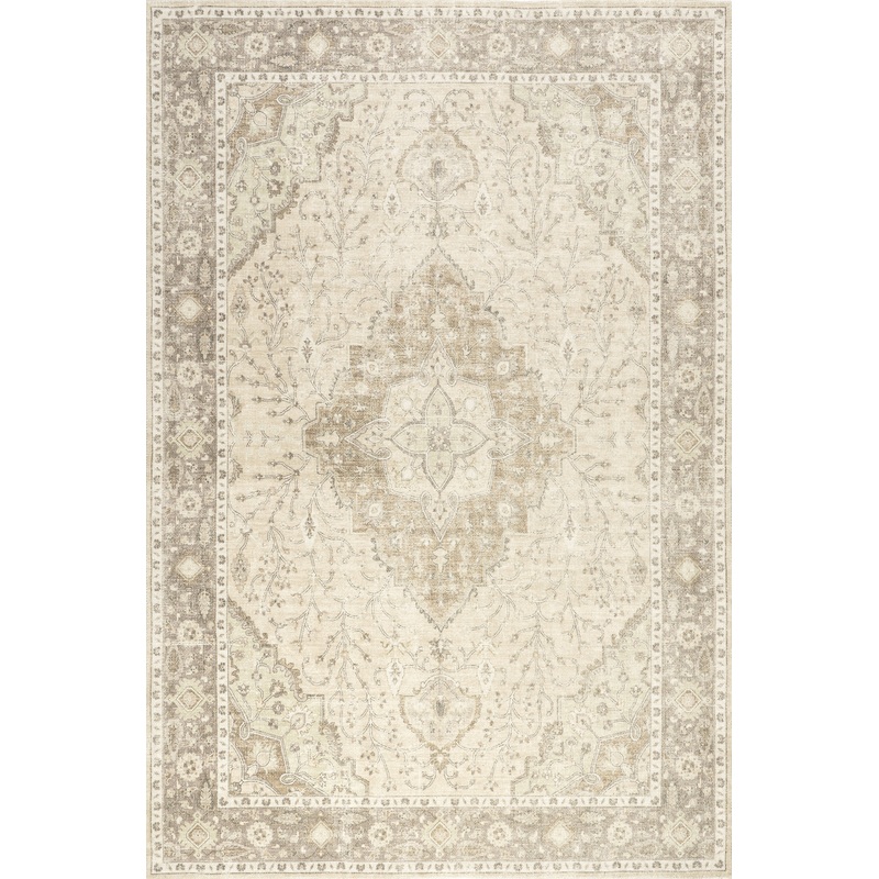 Spindle Medallion Wool and Cotton Rug | Khaki