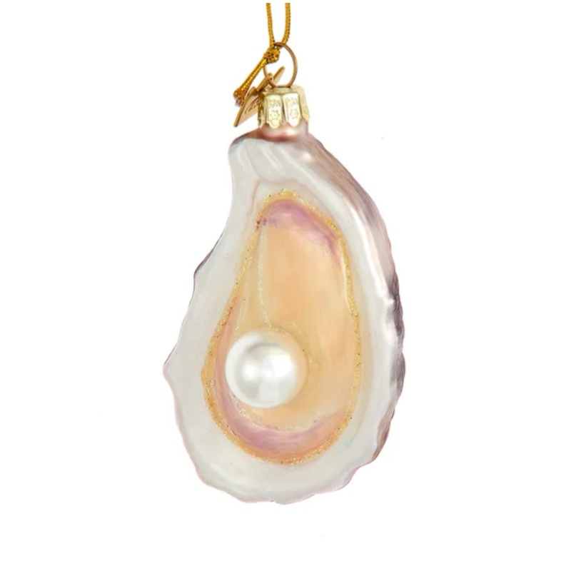 Kurt Adler Noble Gems Glass Christmas Ornament, Oyster Shell