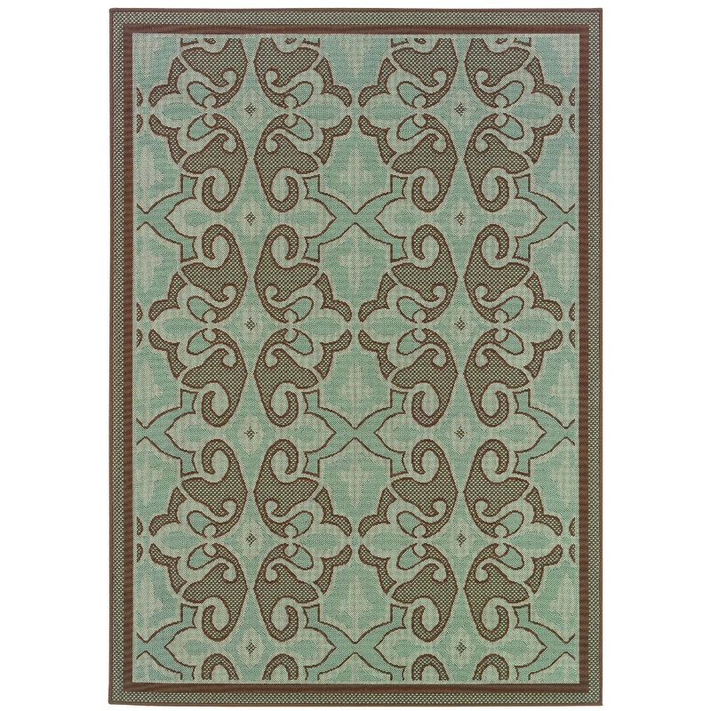 Montego Blue Brown Casual Oriental Indoor/Outdoor Rug