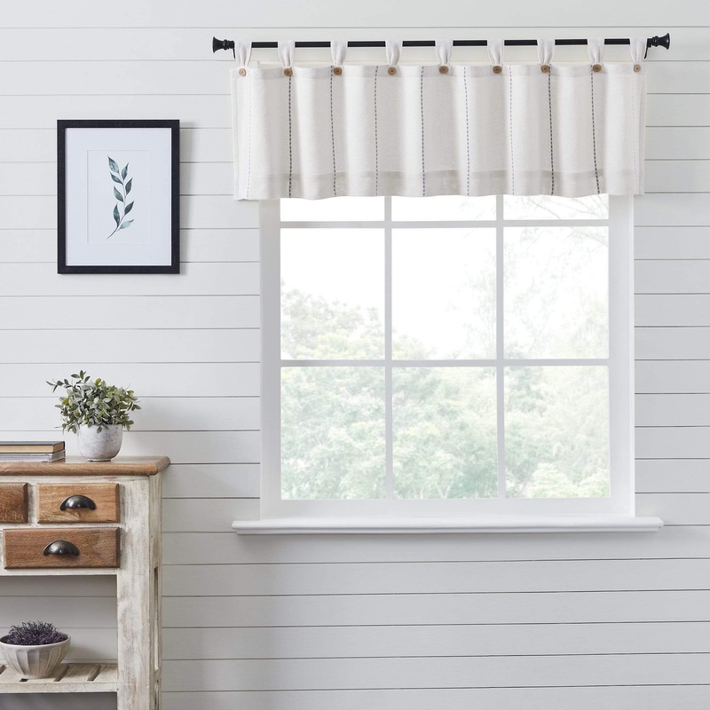 Stitched Burlap White Valance 16×72