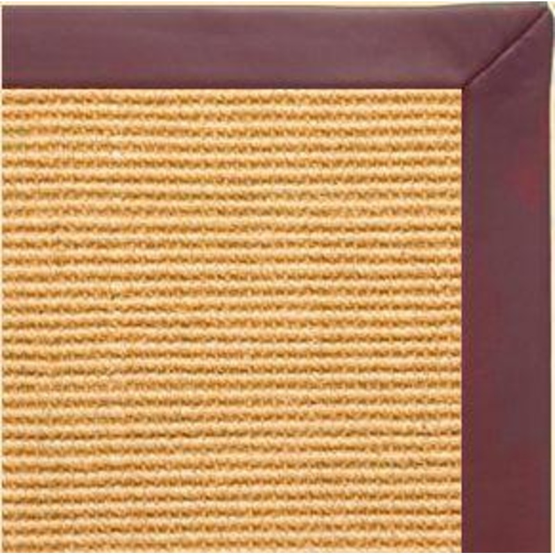 Tan Sisal Rug with Burgundy Leather Border
