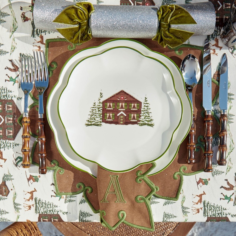 Angelina Chestnut & Green Placemats & Napkins (Set of 4)
