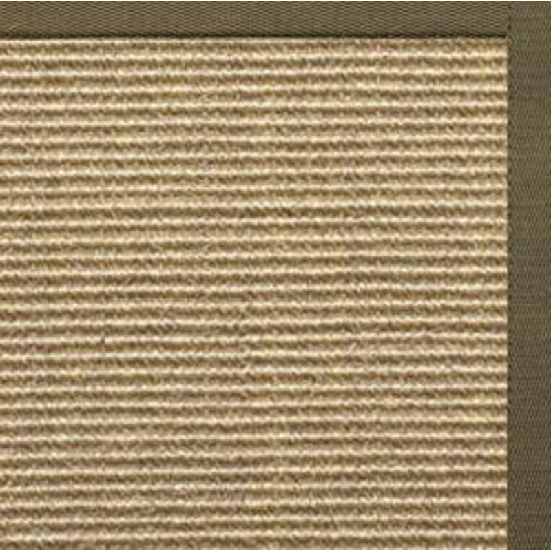 Bone Sisal Rug with Khaki Green Cotton Border