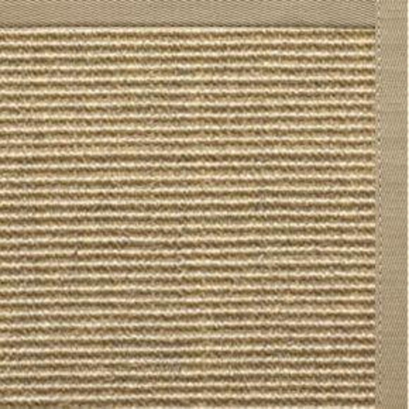 Bone Sisal Rug with Moon Rock Gray Cotton Border