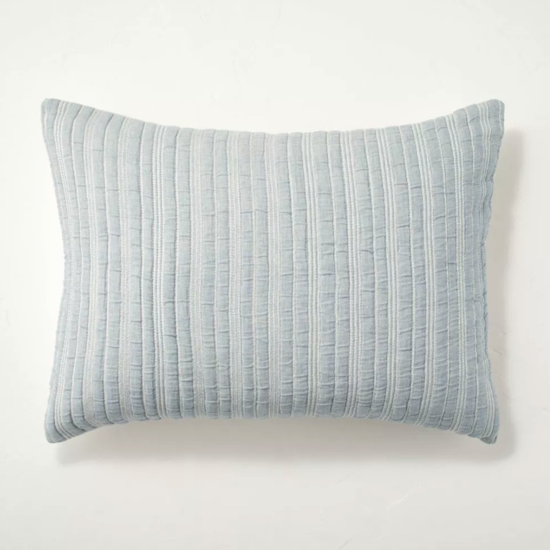 King Alternating Stripe Matelass Pillow Sham Blue