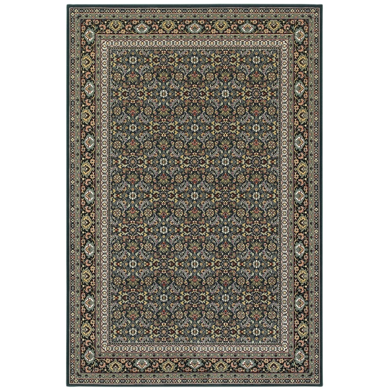 Kashan Navy Multi Traditional Oriental Indoor Rug