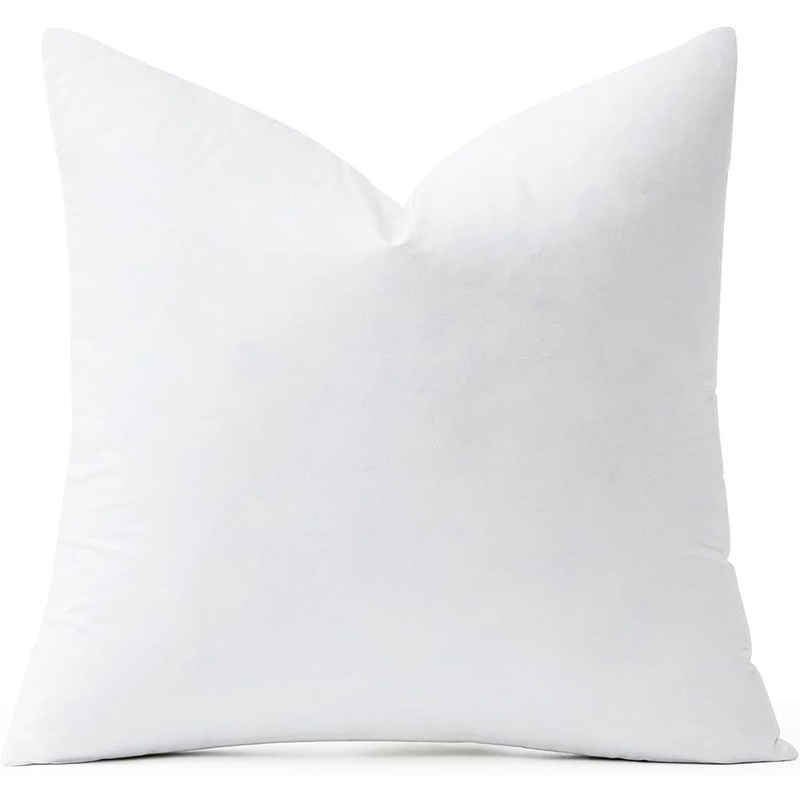 MIULEE 28 x 28 Goose Feather Down Euro Pillow with 100% Cotton Cover, Set of 1 Soft Fluffy Decorative Pillow Insert for Sofa Bed Couch Living Room White