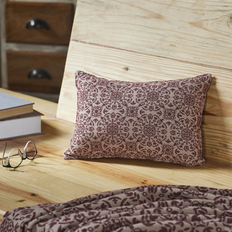 Custom House Burgundy Tan Jacquard Pillow 9.5×14