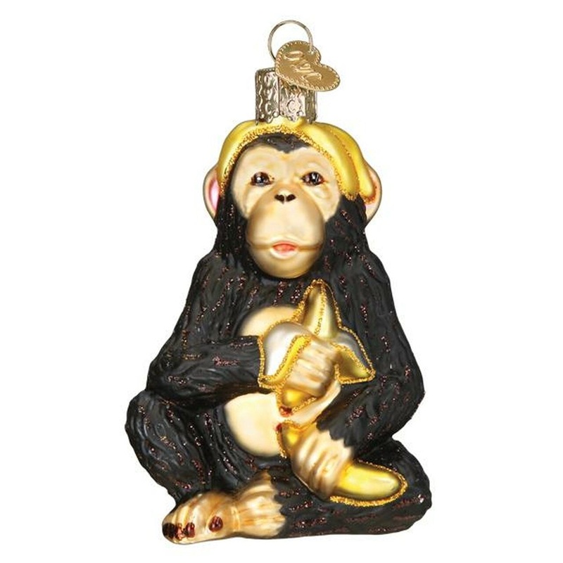Old World Christmas Blown Glass Ornament for Christmas Tree, Chimpanzee