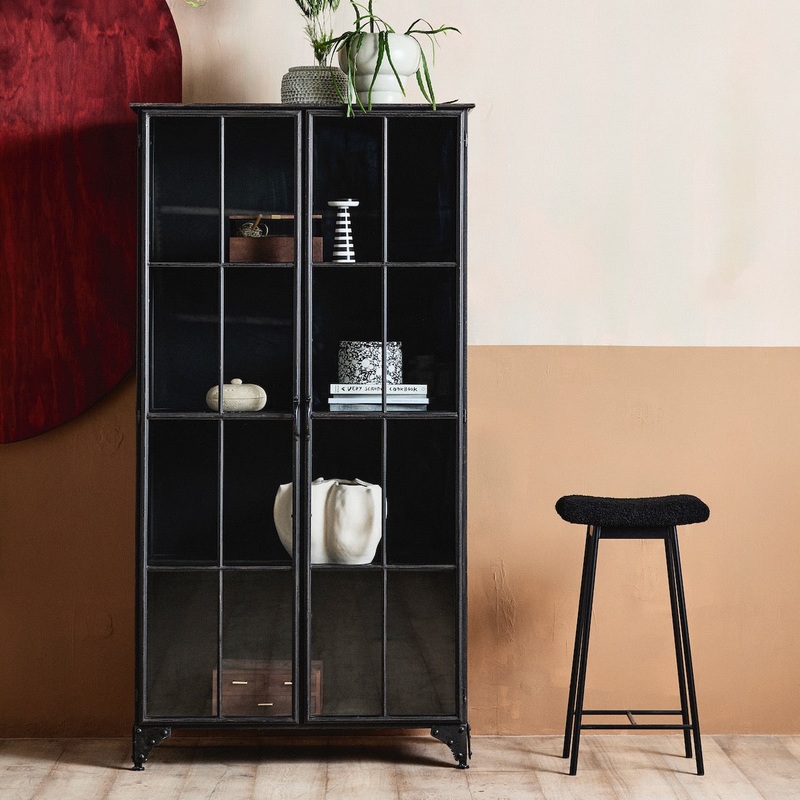 Tall Iron & Glass Cabinet