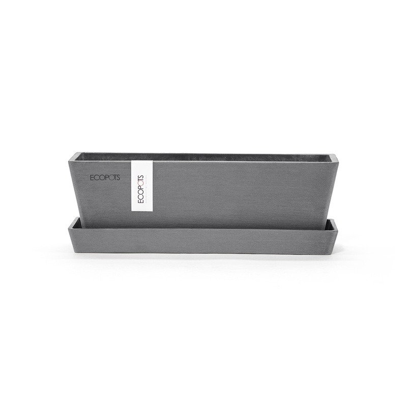 Ecopots Bruges Mini Durable Modern Rectangular Indoor/Outdoor Recycled-Based Composite Flower Pot Planter with Saucer