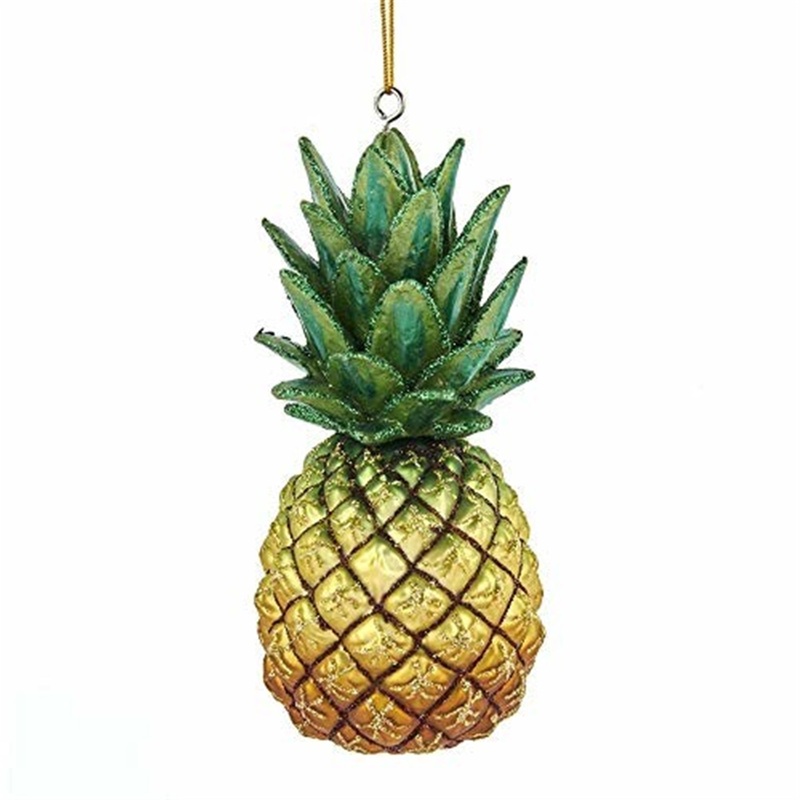Kurt Adler Noble Gems Glass Ornament for Christmas Tree, Pineapple
