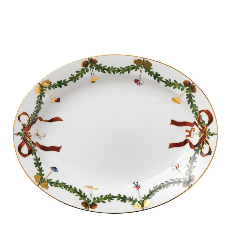 Star Fluted Christmas Oval Platter