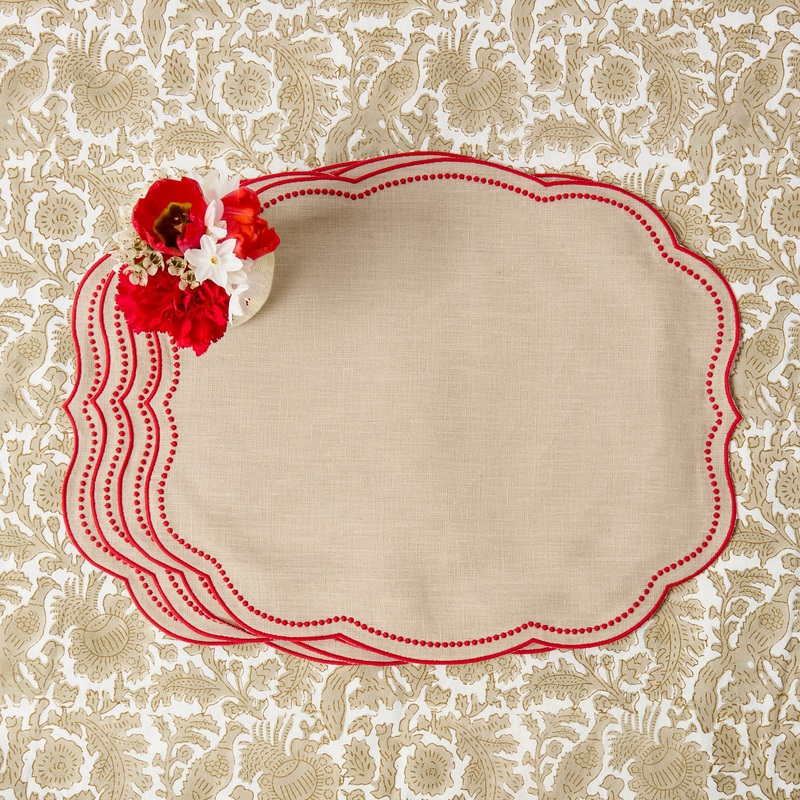 Eloise Putty & Red Placemats (Set of 4)