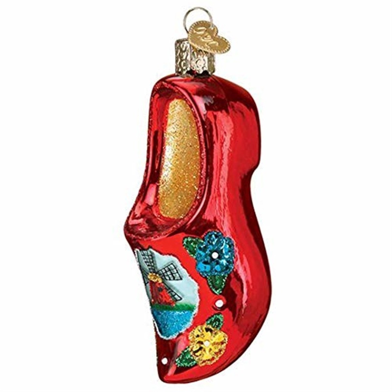 Old World Christmas Glass Blown Wooden Clog Ornament