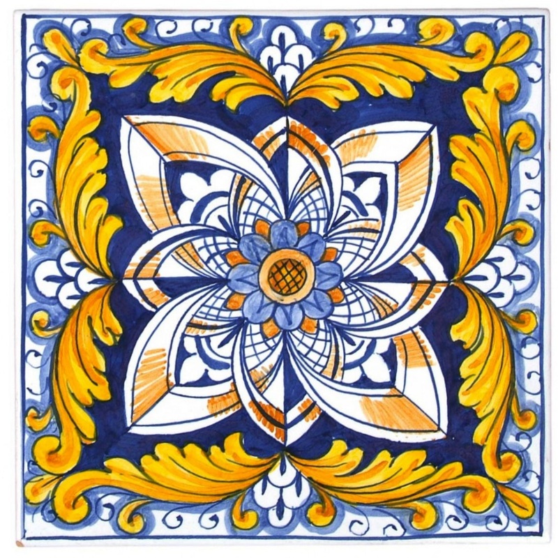 ANTICA DERUTA: Deluxe Hand Painted Ceramic Authentic Deruta Tile