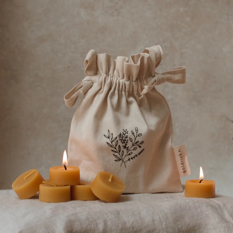 Beeswax Tealights in Cloth Bag