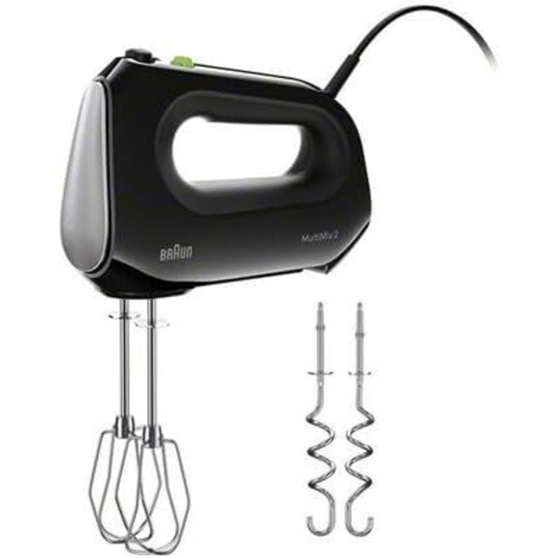 Braun Multimix 2 Hand Mixer Black – beaters, dough hooks, accessory bag HM2110BK