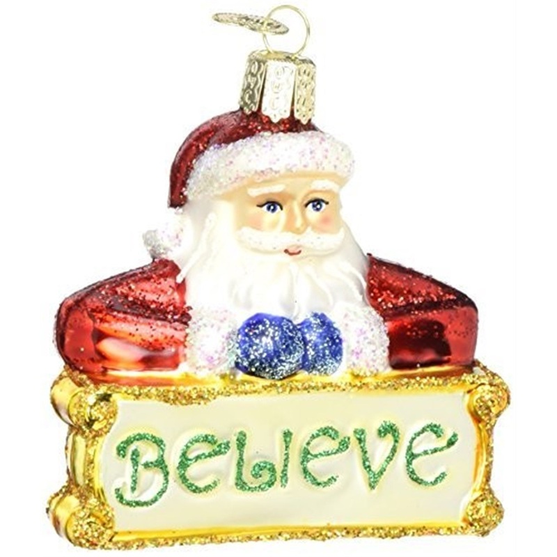 Old World Christmas Blown Glass Christmas Ornaments for Tree, Believe Santa