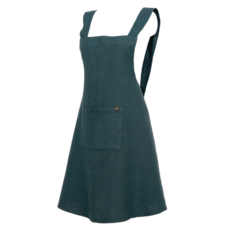 Apron Osani Linen Cotton Bleu De Prusse