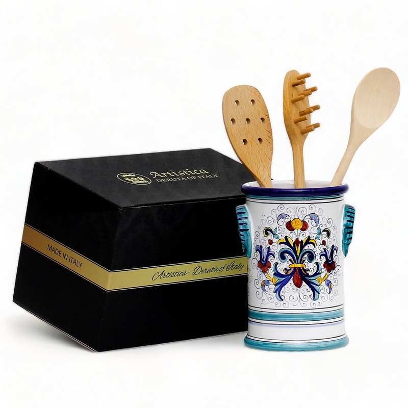 GIFT BOX: With authentic Deruta hand painted ceramic – VECCHIA DERUTA: UTENSIL HOLDER