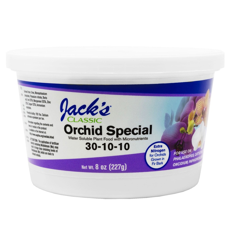 Jack’s Classic 30-10-10 Orchid Special Water-Soluble Fertilizer with Micronutrients and Extra Nitrogen for Orchids, Turfs, and Ornamental Grasses, 8oz