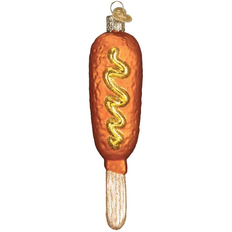 Old World Christmas Glass Blown Ornament Corn Dog, 5.25″
