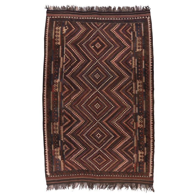 SEMI ANTIQUE AFGHAN MAIMANA KILIM 9′ X 15′