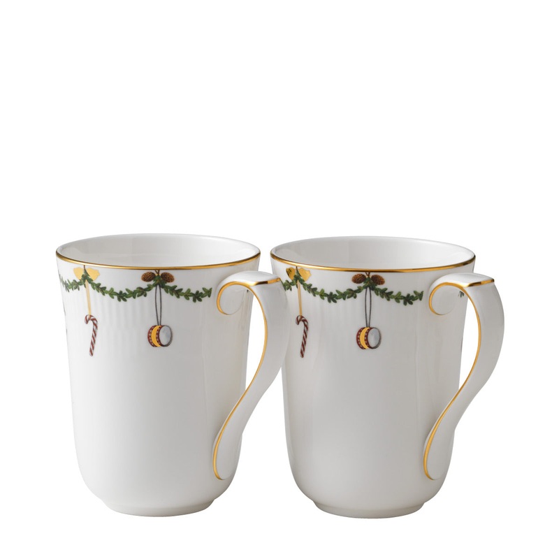 Star Fluted Christmas Mugs, Set of 2