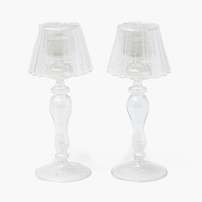 Glass Lantern Tea Light Holder (Pair) – 24cm