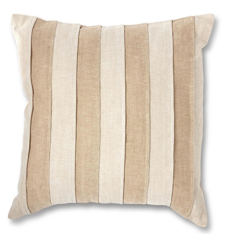 Square Natural Tan Striped Pillow