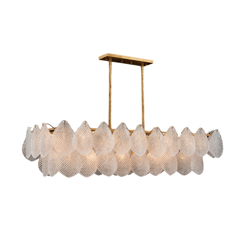 Frosted Glass Petal Horizontal Twenty-Four-Light Chandelier