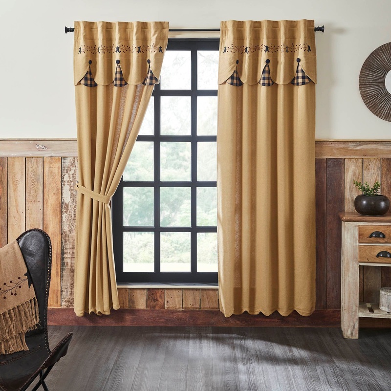 Pip Vinestar Panel with Attached Scalloped Layered Valance Set of 2 84×40
