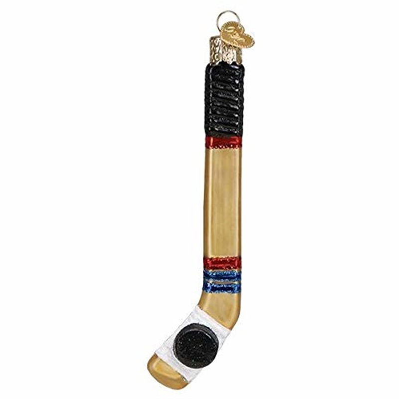 Old World Christmas Glass Blown Hockey Stick Ornament