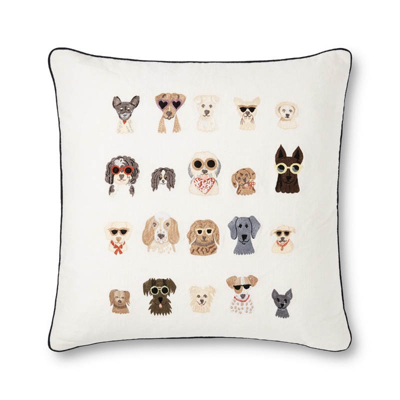 Rifle Paper Co. x Loloi Pillow | Dog Days Embroidered Pillow