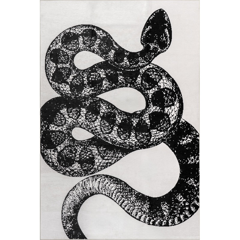 Casey Simple Serpent Spill Proof Washable Rug | Black