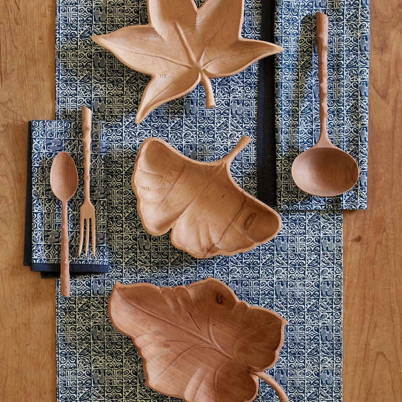 Ginkgo carved leaf bowl in beechwood