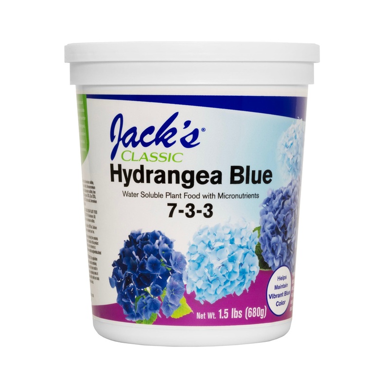 Jack’s Classic 7-3-3 Hydrangea Blue Water-Soluble Fertilizer with Micronutrients to Enhance Blue Flowers, 1.5lbs