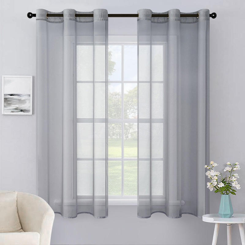 MIULEE Solid Color Sheer Curtains 96 Inches Long 2 Panels Set – Fall Elegant Lightweight Grommet Light Filtering Window Voile Panels/Drapes/Treatment for Bedroom Living Room W42 x L96 Inch, Black